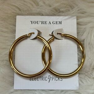 Electric Picks Gold Hoop Earrings